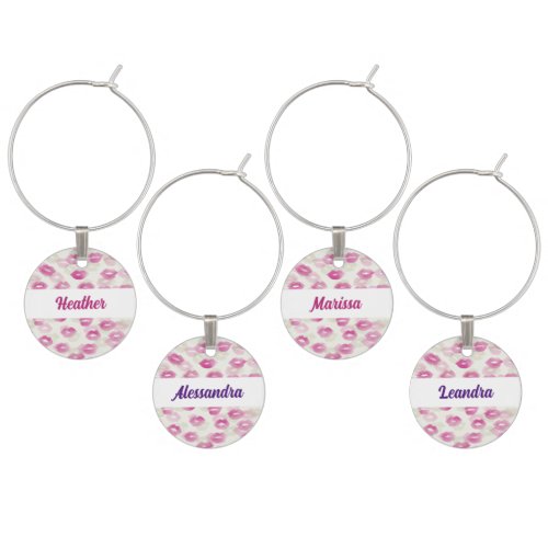 Bachelorette Lipstick Marks Wine Glass Charms