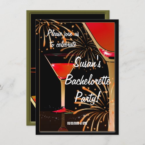 Bachelorette Martini Cocktail Party Invitation
