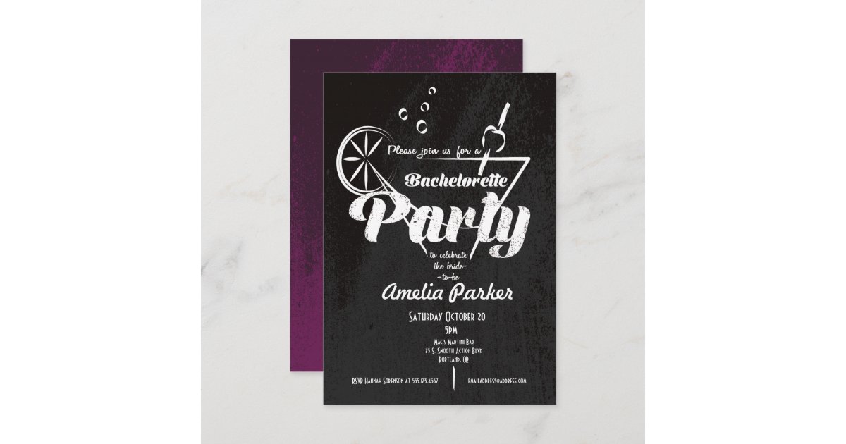 Bachelorette Martini Glass Party Invitation | Zazzle