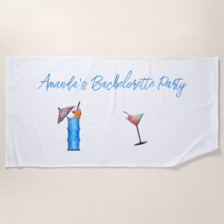 Bachelorette Martini Spiked Punch Whiskey Glass Beach Towel