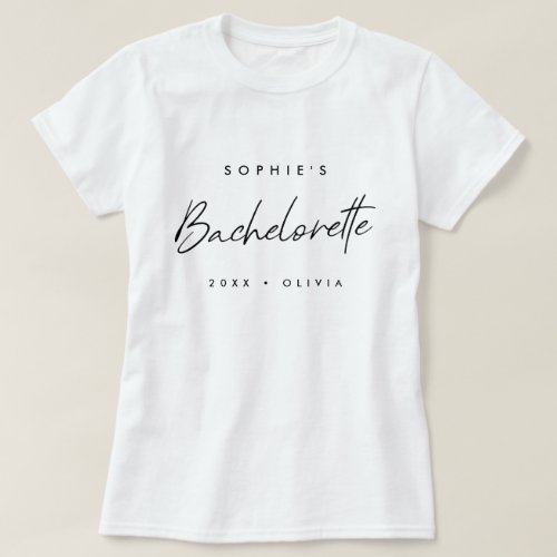 Bachelorette  Minimalist Script Modern Bridesmaid T_Shirt
