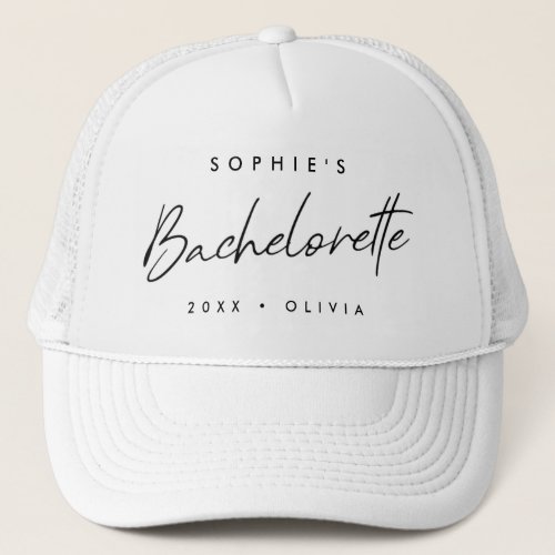 Bachelorette  Minimalist Script Modern Bridesmaid Trucker Hat