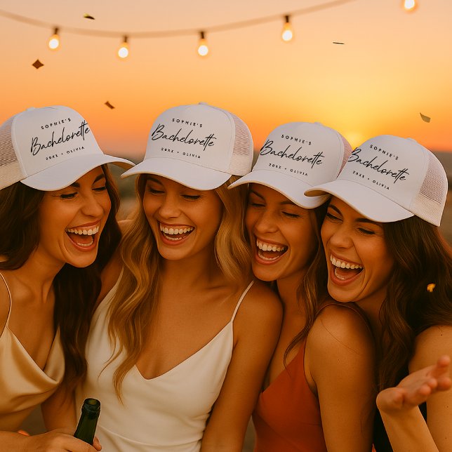 Bachelorette | Minimalist Script Modern Bridesmaid Trucker Hat (Creator Uploaded)