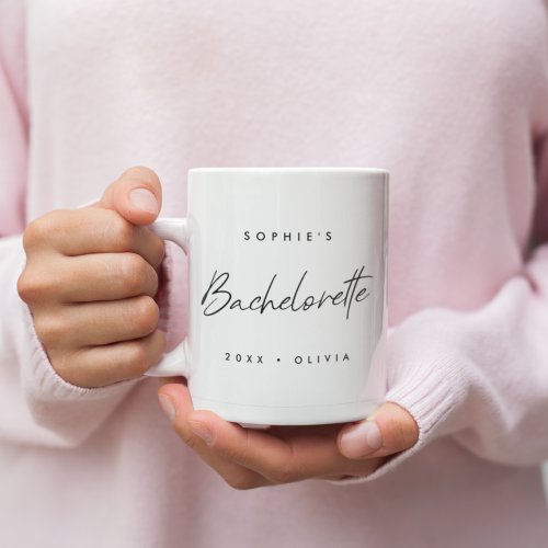 Bachelorette  Minimalist Script Modern Bridesmaid Two_Tone Coffee Mug