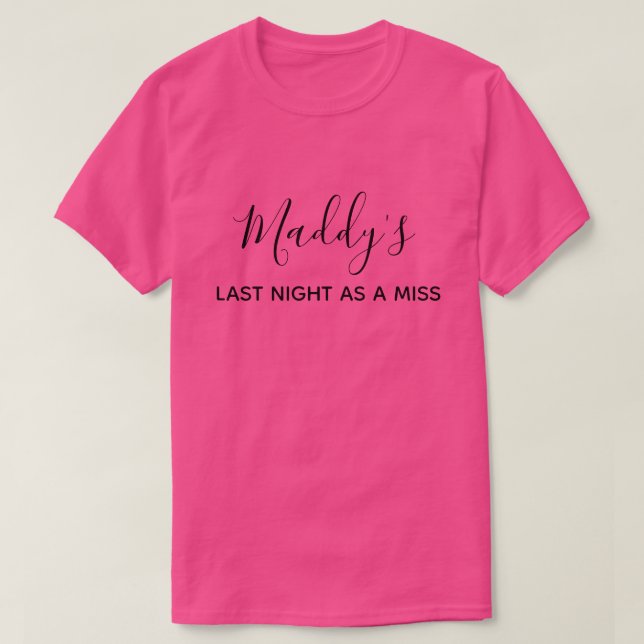 Bachelorette Miss to Mrs Bride to Be Pink T-Shirt (Design Front)