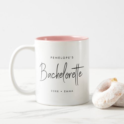 Bachelorette  Modern Minimalist Script Bridesmaid Two_Tone Coffee Mug