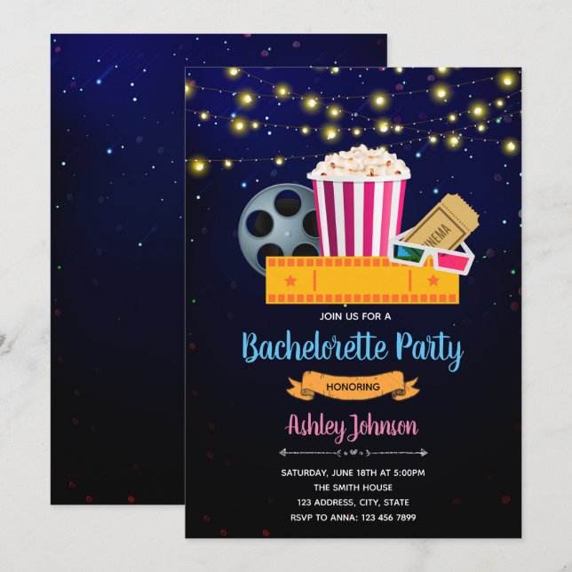 Bachelorette movie theme party invitation (Front/Back)