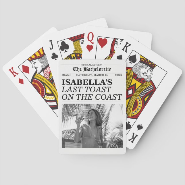 Bachelorette Newspaper Last Toast On The Coast  Poker Cards (Back)