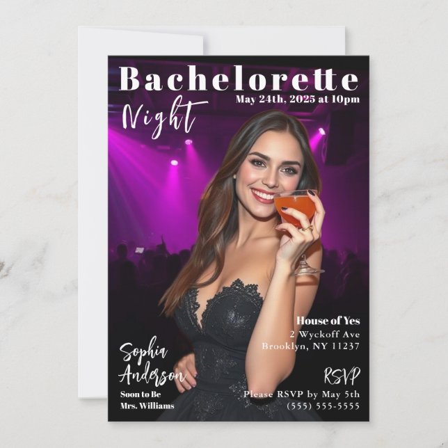 Bachelorette Night Magazine Cover Invitation (Front)