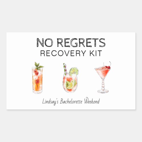 Bachelorette No Regrets Recovery Kit Rectangular Sticker