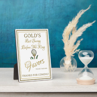 Bachelorette or Bridal Shower Favors Gold & White Plaque