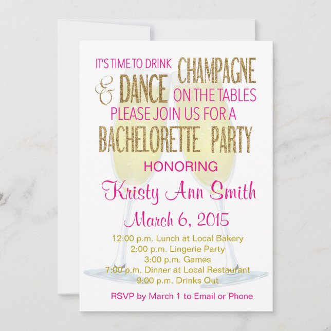 Bachelorette or Hens Party Invitation (Front)