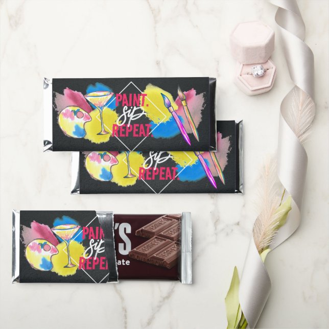 Bachelorette Paint and Sip Party Chocolate Hershey Bar Favors (Front)