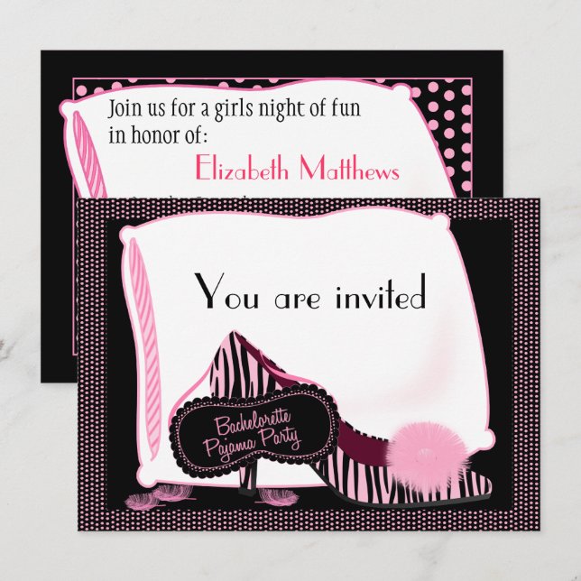 Bachelorette Pajama Party Invitation (Front/Back)