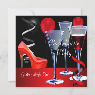 Bachelorette Parties Red Shoe Hi Heels Wine Invitation