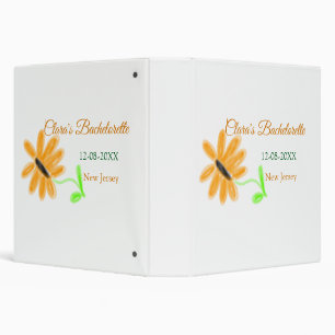 Bachelorette party add name date place sunflower  3 ring binder