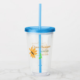 Bachelorette party add name date place sunflower acrylic tumbler
