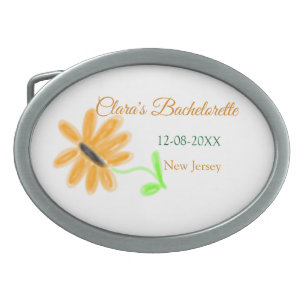 Bachelorette party add name date place sunflower  belt buckle