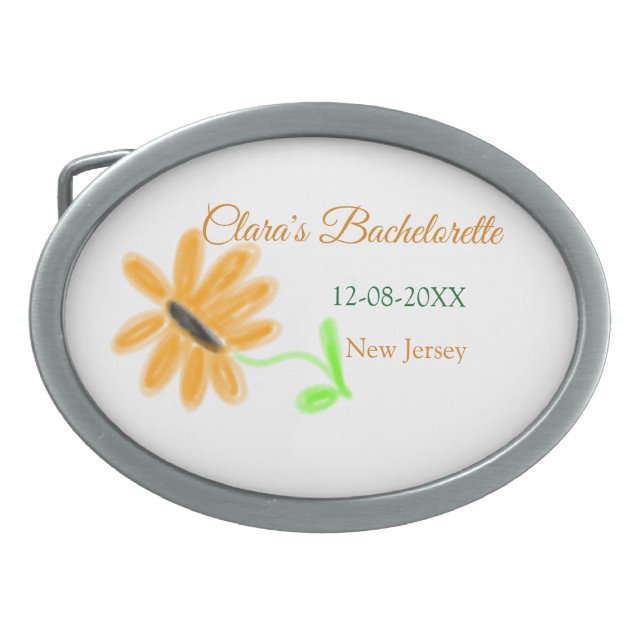 Bachelorette party add name date place sunflower  belt buckle (Front)