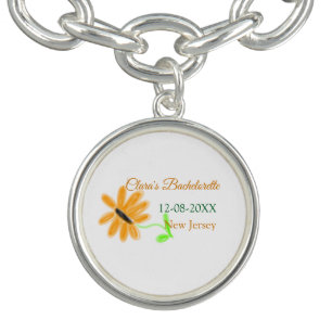 Bachelorette party add name date place sunflower bracelet
