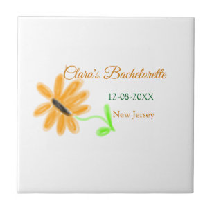 Bachelorette party add name date place sunflower  ceramic tile