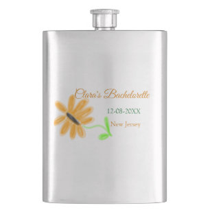 Bachelorette party add name date place sunflower  flask