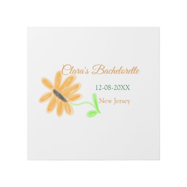 Bachelorette party add name date place sunflower  gallery wrap (Front)