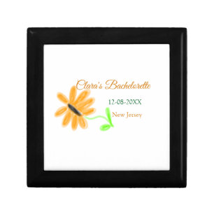 Bachelorette party add name date place sunflower gift box
