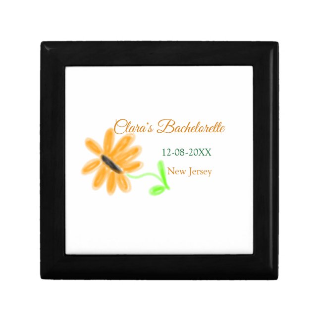 Bachelorette party add name date place sunflower  gift box (Front)