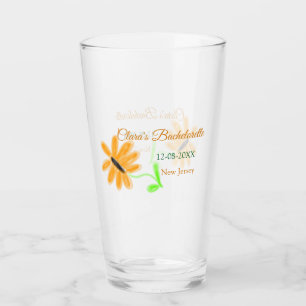 Bachelorette party add name date place sunflower glass