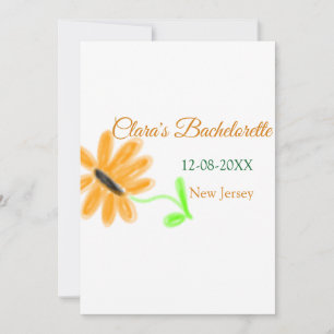 Bachelorette party add name date place sunflower  invitation