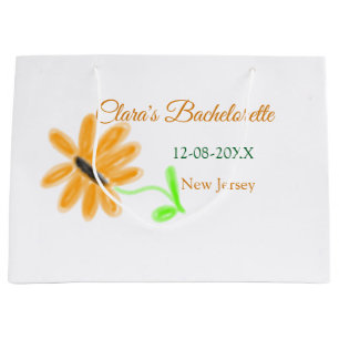 Bachelorette party add name date place sunflower large gift bag