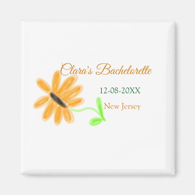 Bachelorette party add name date place sunflower  magnet (Front)