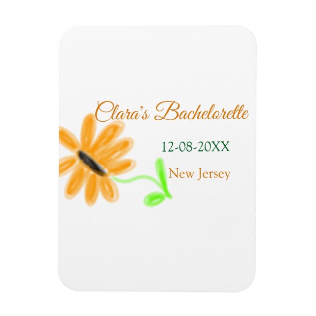 Bachelorette party add name date place sunflower  magnet (Vertical)