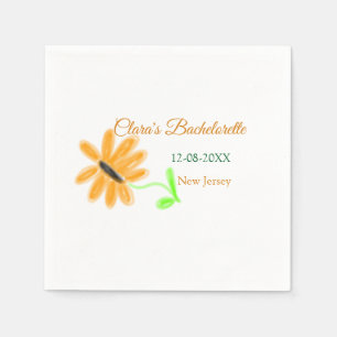 Bachelorette party add name date place sunflower  napkins