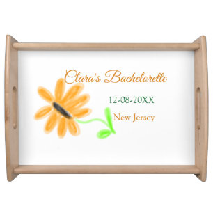 Bachelorette party add name date place sunflower serving tray