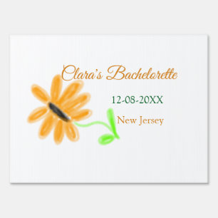 Bachelorette party add name date place sunflower sign