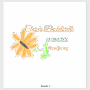 Bachelorette party add name date place sunflower sticker