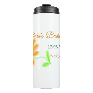 Bachelorette party add name date place sunflower thermal tumbler