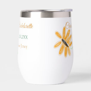Bachelorette party add name date place sunflower  thermal wine tumbler