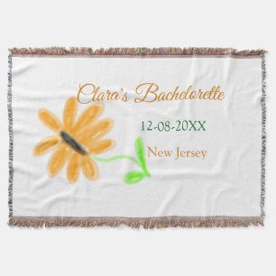 Bachelorette party add name date place sunflower throw blanket