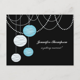 Bachelorette Party Aqua Blue Lanterns Invite Card