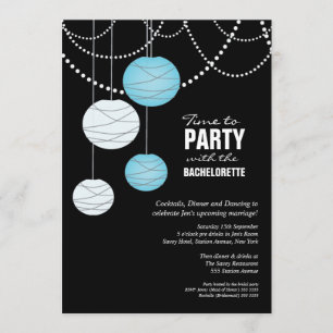 Bachelorette Party Aqua Blue Paper Lanterns Invite