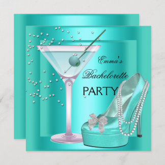 Bachelorette Party Aqua Teal Blue Turquoise Shoes Invitation