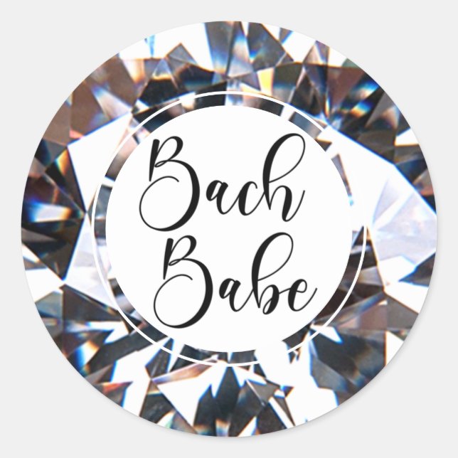 Bachelorette Party BACH BABE Script Diamond Classic Round Sticker (Front)