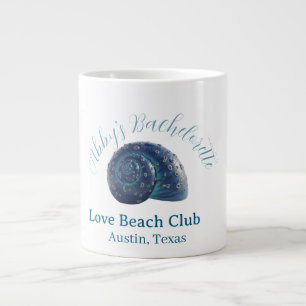 Bachelorette party beach club blue sea shell name giant coffee mug