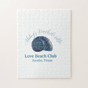 Bachelorette party beach club blue sea shell name  jigsaw puzzle
