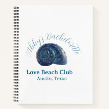 Bachelorette party beach club blue sea shell name