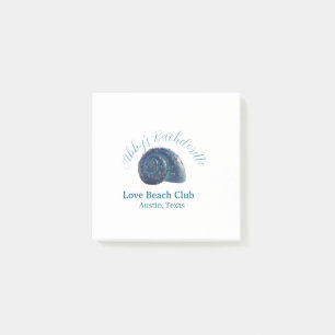 Bachelorette party beach club blue sea shell name  post-it notes