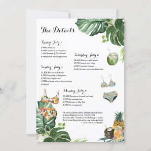 Bachelorette Party Beach Weekend 4 Day Itinerary Invitation